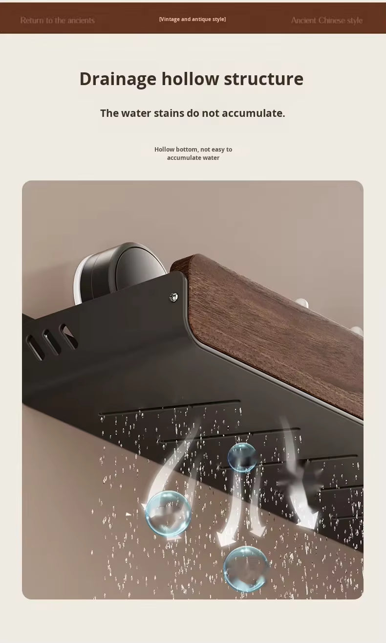 luxe wandplank van walnoothout met handdoekstang