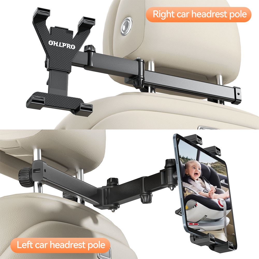360° draaibare tablet­houder voor autohoofdsteun