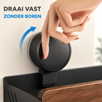 Draaizuignap van wandplank vastzetten zonder boren