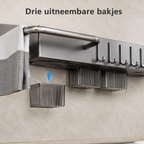 Drie uitneembare geperforeerde bakjes onder de wandorganizer